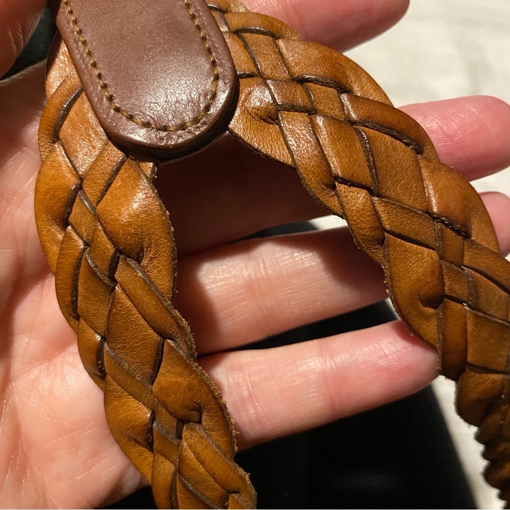 COACH men's leather woven braided suspenders button adjustable brown dress suit - Picture 5 of 5